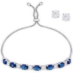 Set of Sapphire Slider Bracelet and Cubic Zirconia Stud Earrings  buy on the wholesale