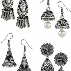 Dome Shaped Hanging Jhumki with Silver Bead Drops Earring buy on the wholesale