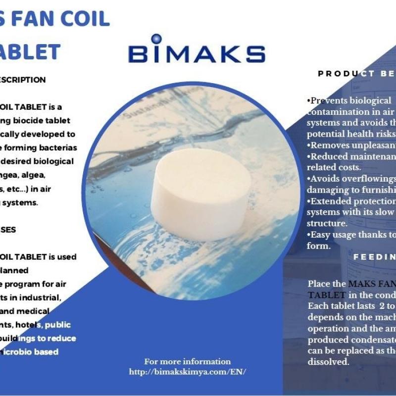 Очищающая таблетка для сплит-систем и фанкойлов MAKS купить оптом - компания BIMAKS KIMYA VE GIDA DIS TIC. LTD. STI. | Турция