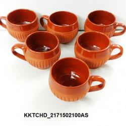 Clay Tea Cups Set with Ceramic Finish (6 Items)