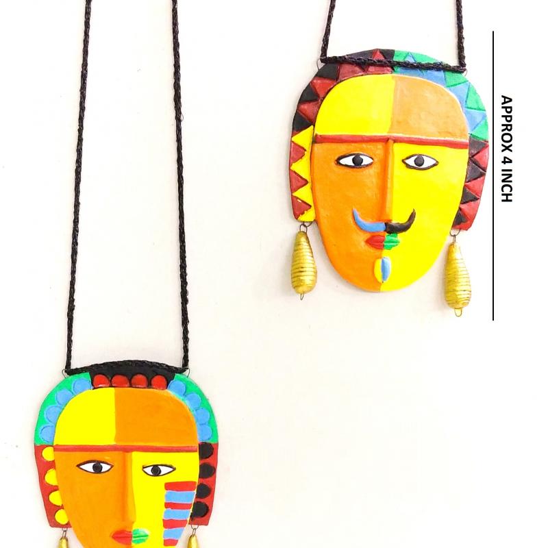 Clay Wall Hangings Indian Tribal King & Queen Mask Manufacturer buy wholesale - company Manmayee Handicrafts | India