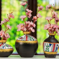 New Designs Warli Terracotta Pot Set for Home Interior Decor  купить оптом