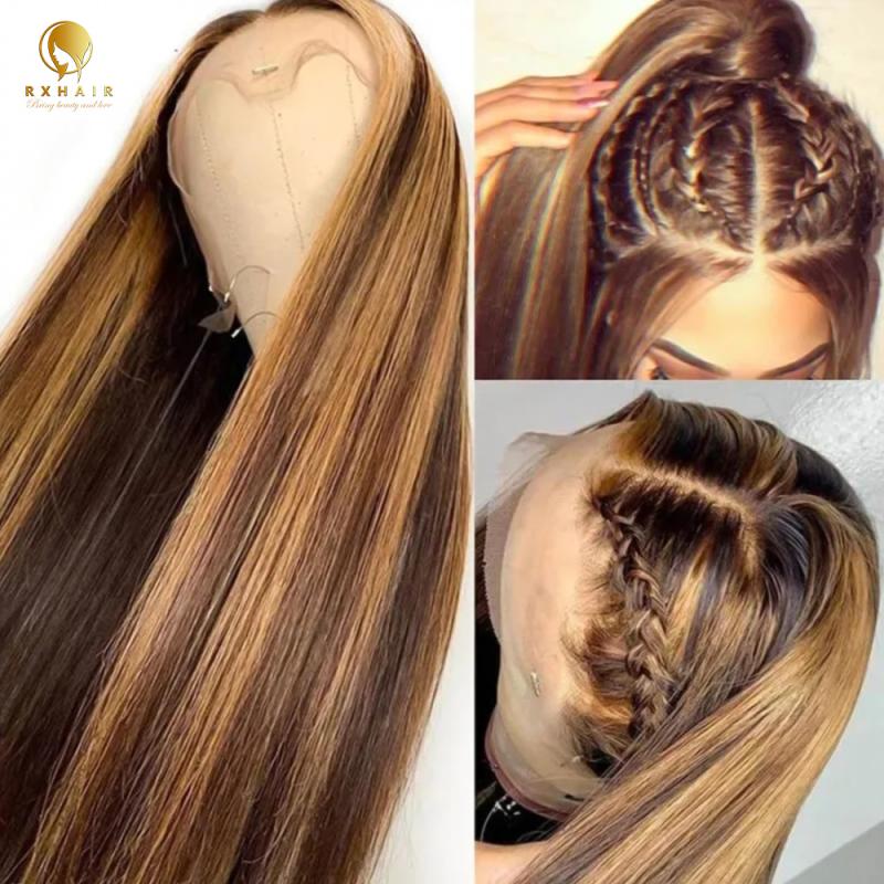  4/27 Color Straight frontal lace Wig Skin Melt Invisible  buy wholesale - company Guangzhou rongxin hair products co.ltd. | China