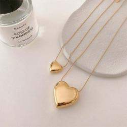 Custom 18K Gold Plated Stainless Steel Chain Link Heart Necklace купить оптом