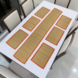 Decor your table with Korai Grass heat resistance 4/6 seater place mat and runner  set