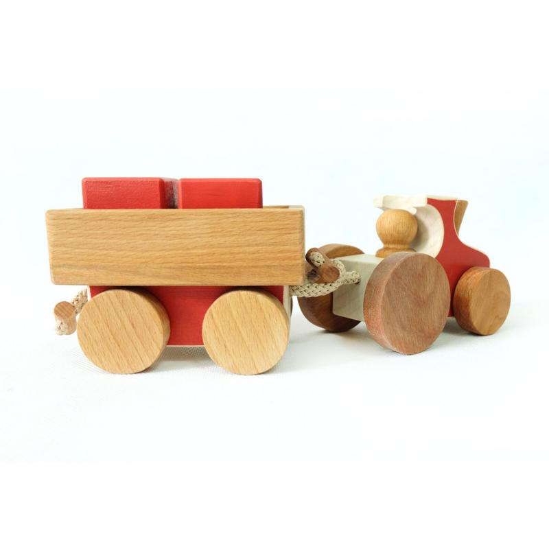 Wooden Toy Steam Locomotive + Freight Car  buy wholesale - company Авторская деревянная игрушка 