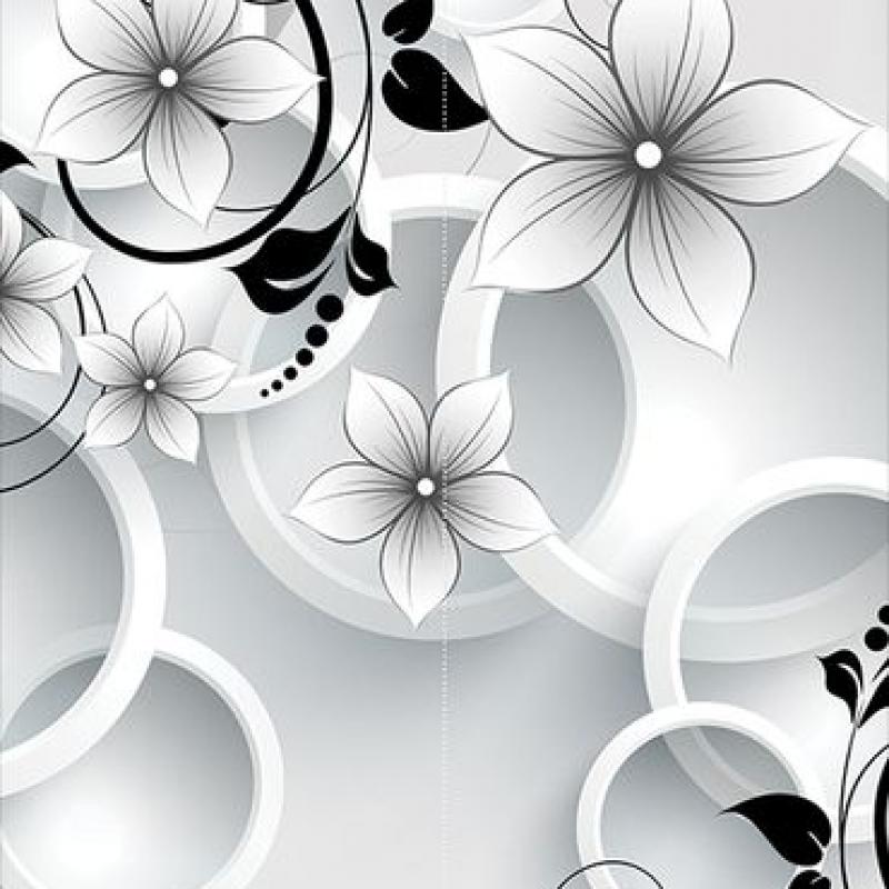 Wallpaper Black and White Flowers buy wholesale - company ООО 