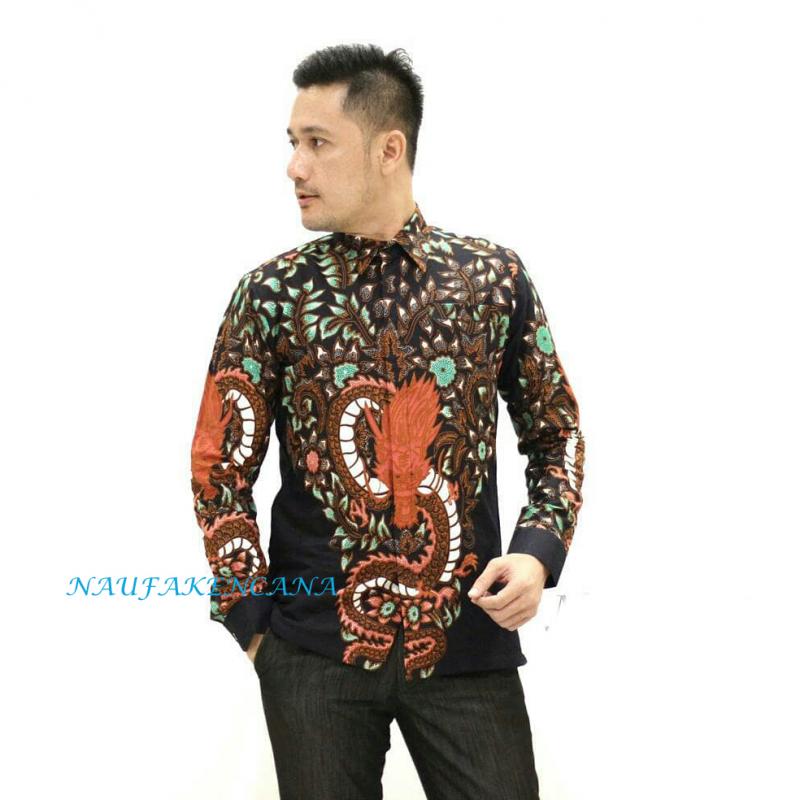 Мужская рубашка с принтом батик Премиум купить оптом - компания batik naufakencana | Индонезия