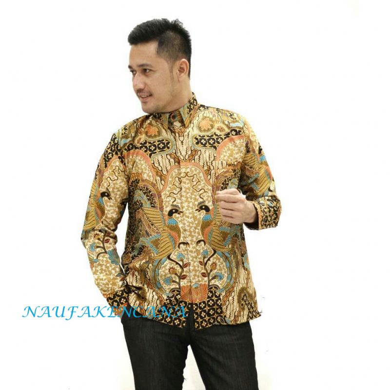 Мужская рубашка с принтом батик с длинными рукавами купить оптом - компания batik naufakencana | Индонезия