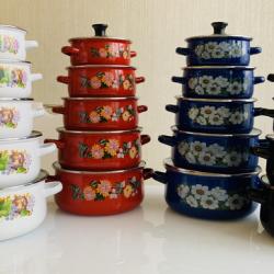 GLOBAL Enameled Pots Set with Glass Lid 5 pieces buy on the wholesale
