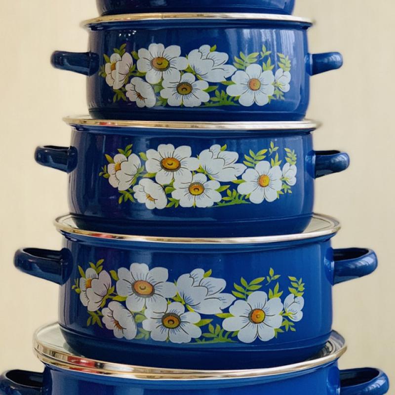 GLOBAL Enameled Pots Set with Glass Lid 5 pieces buy wholesale - company Vesna2012 | Ukraine