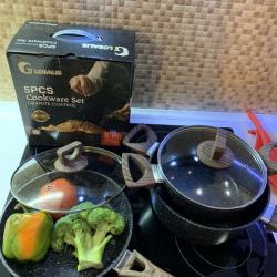 Non Stick Pot and Pan Set Marble 5 Pieces buy on the wholesale