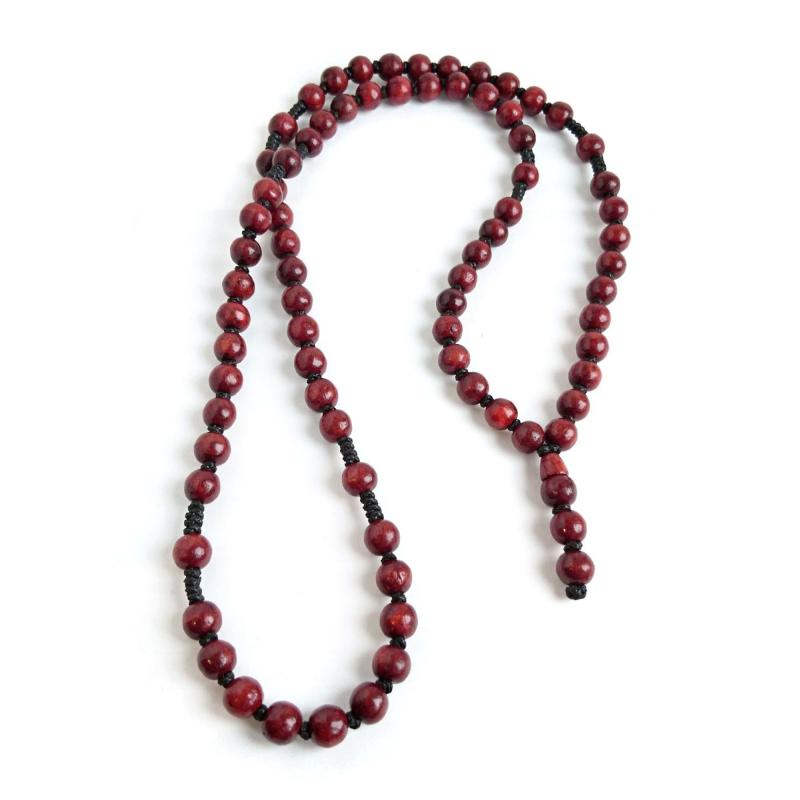 Red Wooden Mala Prayer Beads buy wholesale - company BEADSNBONE | India