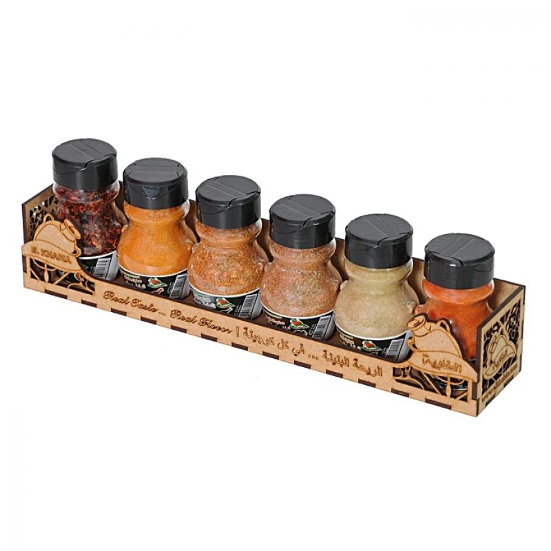 Spices in Wooden Box of 6 Jars buy wholesale - company Leader Food Process | Tunisia
