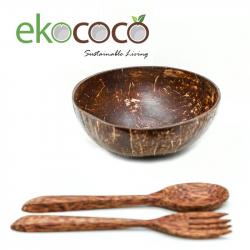 Coconut Bowl with Fork and Spoon buy on the wholesale