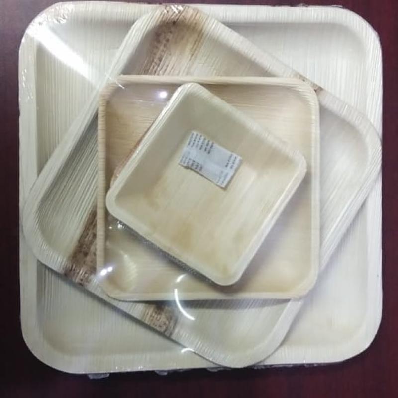 Квадратные тарелки из пальмовых листьев ареки купить оптом - компания Cool Crafts | Индия
