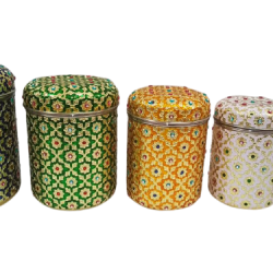 Vrinda's Royal Meenakari Stainless Steel Colourful Kitchen Cans Sets buy on the wholesale