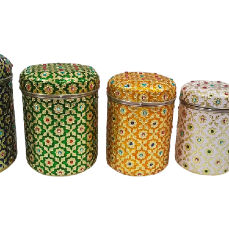 Наборы красочных кухонных банок из нержавеющей стали Royal Meenakari Vrinda купить оптом - компания Viyona Impex | Индия