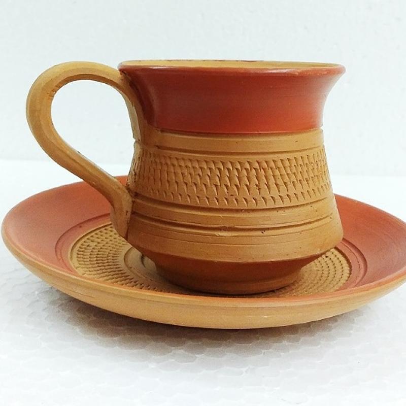 Terracotta Tea Cups with Saucers  buy wholesale - company Karru Krafft | India