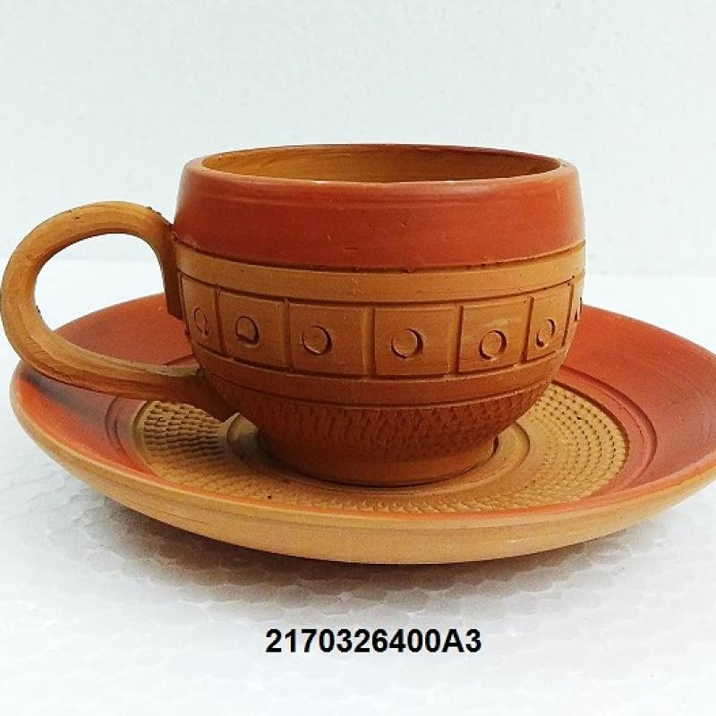 Terracotta Tea Cups with Saucers  buy wholesale - company Karru Krafft | India