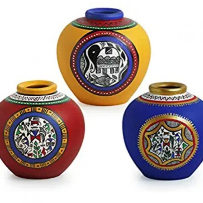 Art Painted Clay Pot Sets buy wholesale - company Karru Krafft | India