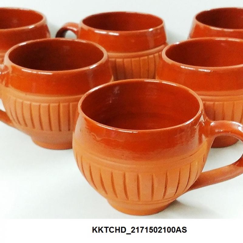 Clay Tea Cups Set with Ceramic Finish (6 Items) buy wholesale - company THe Handicraft Stores | India