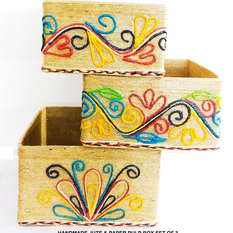 Handmade Jute Threads Storage Containers Manufacturer buy wholesale - company THe Handicraft Stores | India