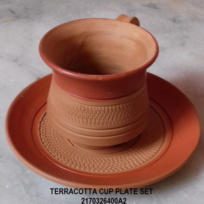 Clay Tea Cups and Saucer set manufacturer exporter купить оптом - компания Manmayee Handicrafts | Индия