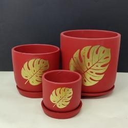 Leaf Painted Clay Indoor Planter manufacturer exporter buy on the wholesale