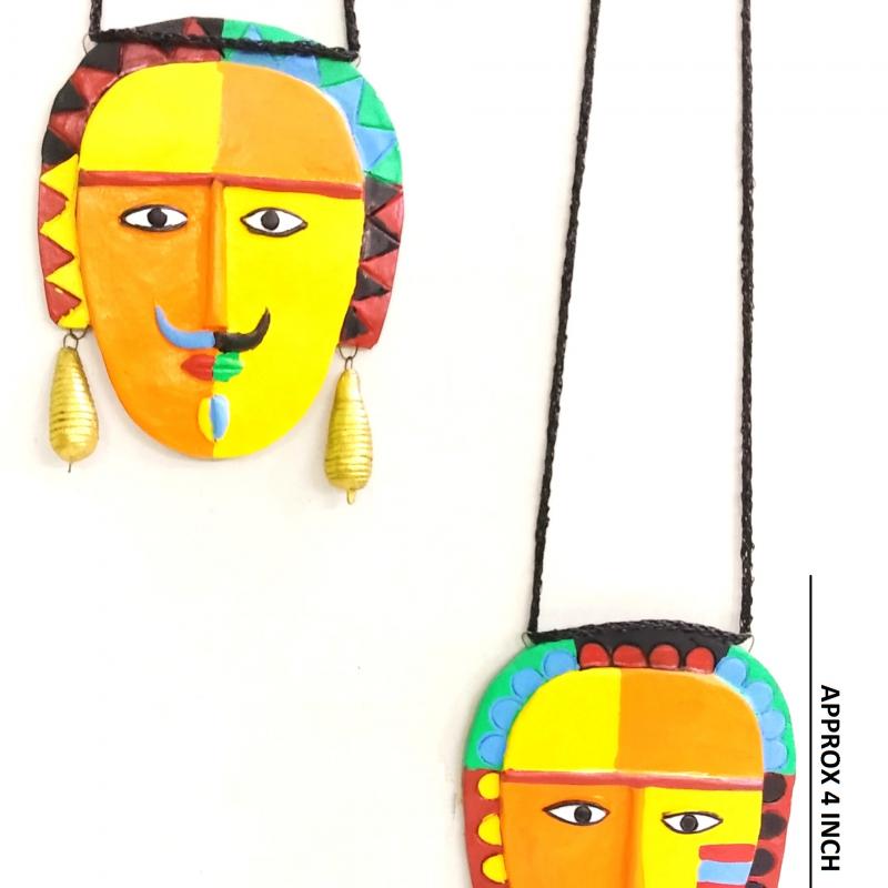 Clay Wall Hangings Indian Tribal King & Queen Mask Manufacturer buy wholesale - company Manmayee Handicrafts | India