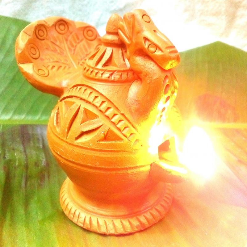Clay Peacock Diya for Manufacturer Festive Decor  buy wholesale - company THe Handicraft Stores | India