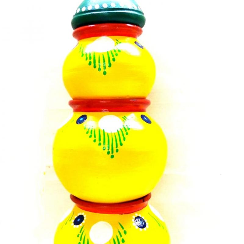 Clay Decorative  Kalash set of 3 / Mugli Hari  manufacturer купить оптом - компания The Handmade India Online Stores | Индия