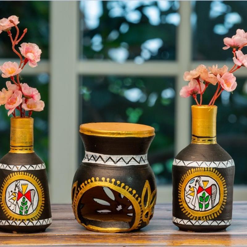 Terracotta Hand-Painted Oil Burner Aroma Diffuser купить оптом - компания Me Handicrafts Stores | Канада