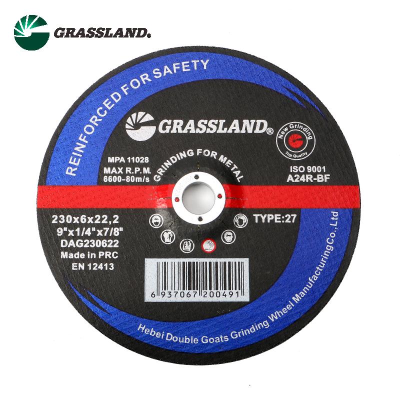 Grassland MPA 9 inch 230 mm 230X6X22.2mm metal inox abrasive grinding wheel for angle grinder buy wholesale - company Hebei Double Goats Grinding Wheel Manufacturing Co., Ltd | China