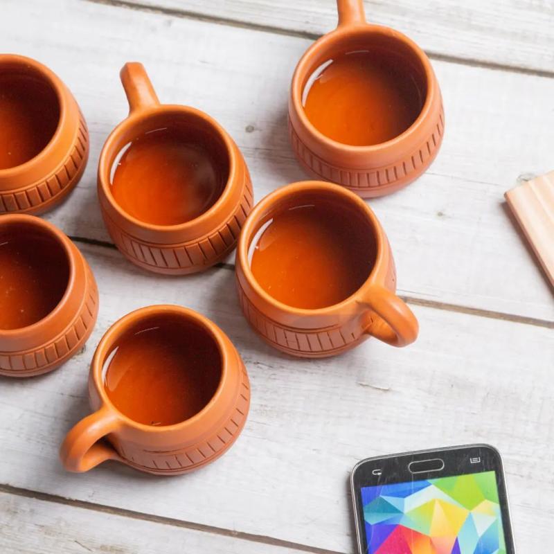 Karru Krafft Terracotta Design Microwave Safe Tea Cup купить оптом - компания Karru Krafft | Индия