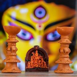 Haus Fabula Handcrafted Terracotta Goddess Durga Idol for Home, Temple, Office, Living Room Decoration