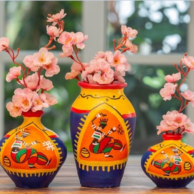 African Painted Pot set Manufacturer Exporter buy wholesale - company ArtiKart dotin | India