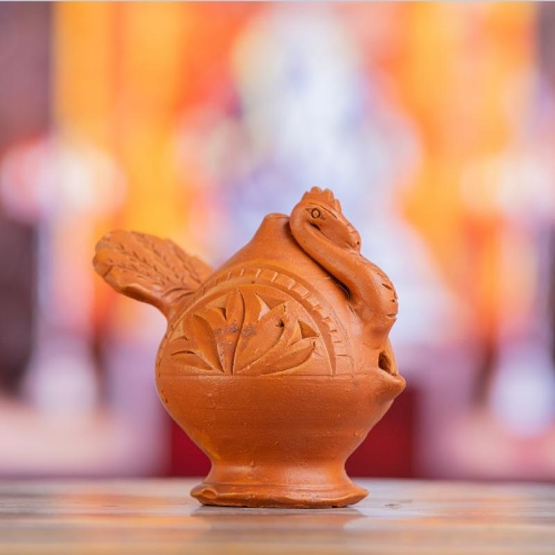 Terracotta Peacock Oil-Diya Manufacturer Exporter buy wholesale - company THe Handicraft Stores | India
