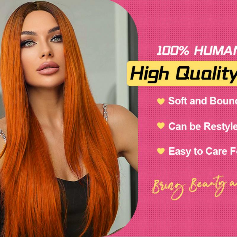 Colored Orange Ginger Transparnet Lace Human Hair Wig 180% Density Absolutely Stunning and Gorgeous buy wholesale - company Guangzhou rongxin hair products co.ltd. | China