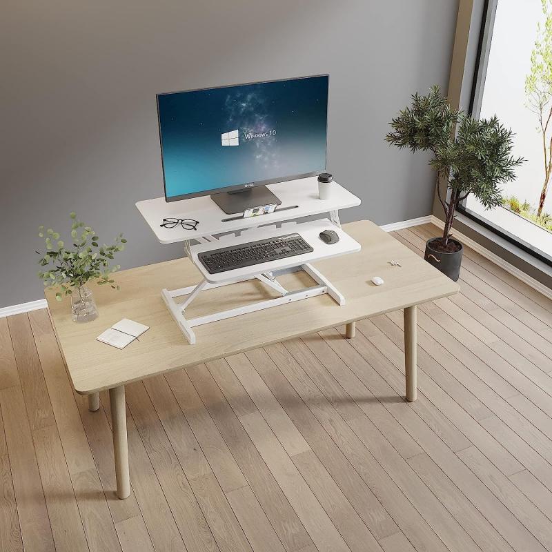 Altus Height Adjustable 880mm Stand Up Desk Converter Sit to Stand Tabletop Dual Monitor Riser Workstation (Riser_White) buy wholesale - company TYHY Pty Ltd(RIDEO) | Australia