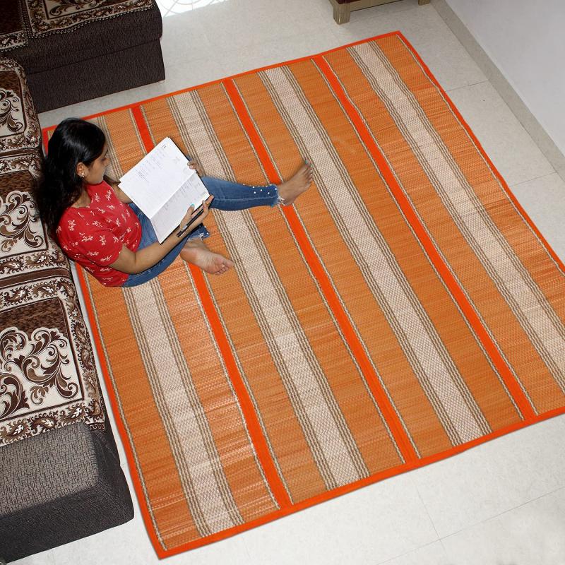 Embroidery design Korai Grass Floor Mat, Picnic Mat, Ashram Mat Manufacturer Exporter Wholesaler buy wholesale - company THe Handicraft Stores | India