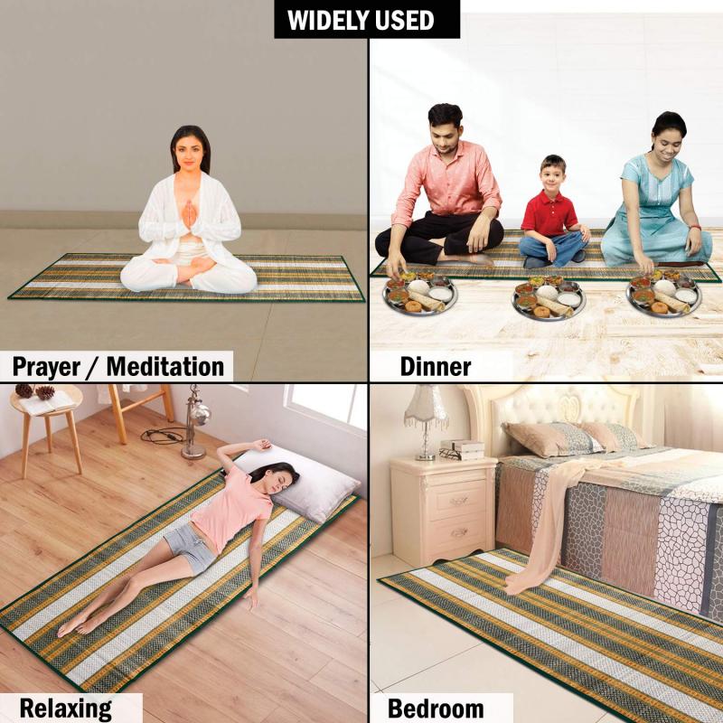Foldable Natural River Grass Meditation Mat, Yoga Mat, Picnic Mat manufacturer exporter wholesaler buy wholesale - company Manmayee Handicrafts | India