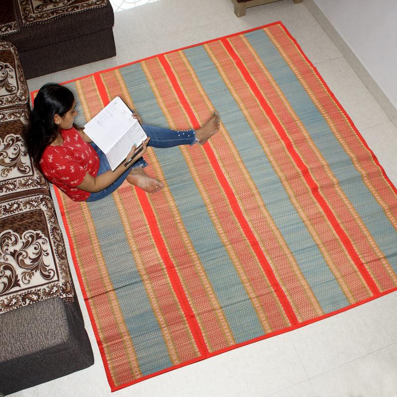 Handloomed Natural River Grass Floor Mat, Picnic Mat, Travelling Mat Manufacturer Exporter Wholesaler  buy wholesale - company THe Handicraft Stores | India