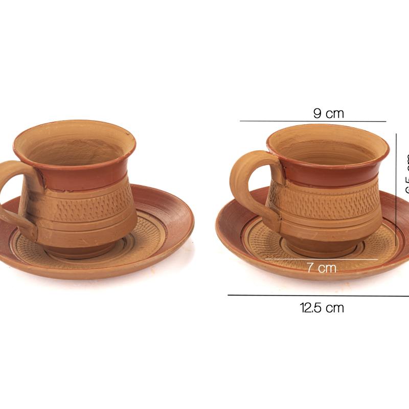 Microwave Safe Reusable Earthen Tea Cup and saucer set manufacturer exporter wholeseler, Mitti ke Chai Cup купить оптом - компания THe Handicraft Stores | Индия