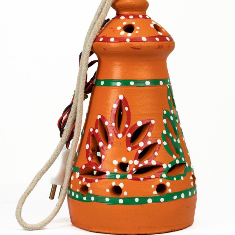 Handpainted Terracotta Hanging Lamp Manufacturer Exporter Wholesaler, Housewarming Gifting lamp buy wholesale - company Karru Krafft | India