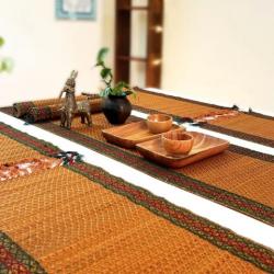 Handmade Organic Korai Grass Embroidered Table Place Mat Runner Set Manufacturer Exporter Wholesaler