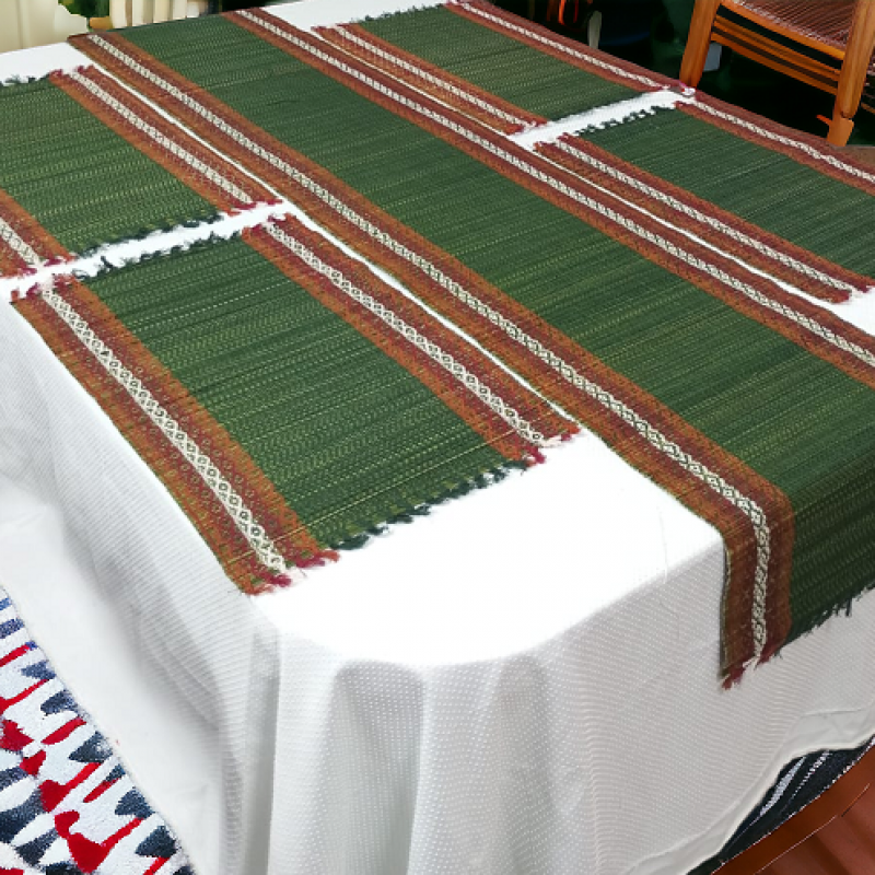 Handwoven Natural Korai Grass Embroidered Table Place Mat Runner Set Manufacturer Exporter Wholesaler buy wholesale - company The Handmade India Online Stores | India