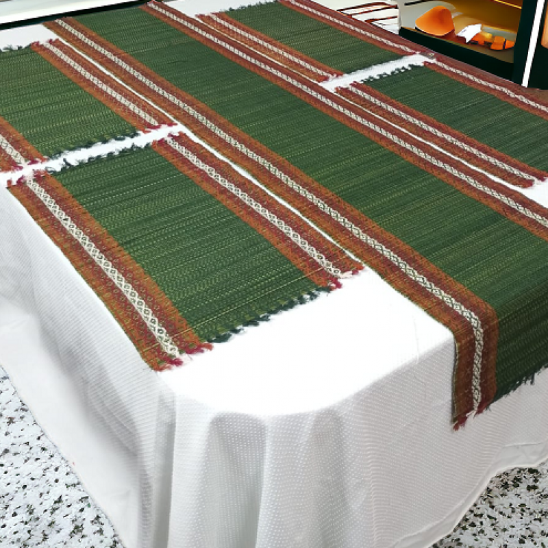 Handwoven Natural Korai Grass Embroidered Table Place Mat Runner Set Manufacturer Exporter Wholesaler buy wholesale - company The Handmade India Online Stores | India