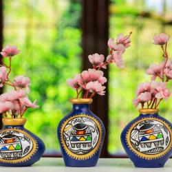Handpainted Terracotta Pot set of 3 for Home Decoration Manufacturer Exporter Wholesaler buy on the wholesale