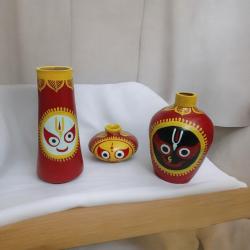 Handpainted Terracotta Pots set of 3 for house warming gifting Manufacturer Exporter Wholeseler buy on the wholesale